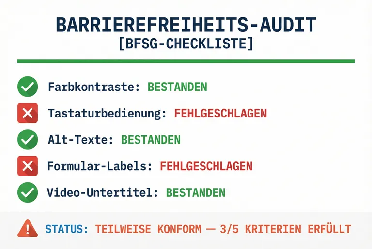 Checkliste mit Barrierefreiheits-Prüfpunkten für eine Makler-Website — WCAG-Konformität, Kontraste, Tastaturbedienung