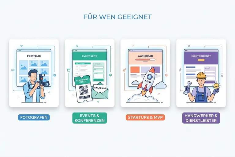 Für wen eignet sich eine Single Page Website: Fotografen, Events, Startups und Handwerker