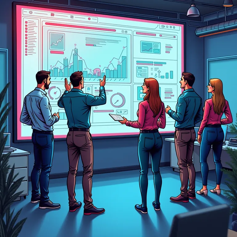 Ein Team berät sich über die Qualitätssicherung beim modernisieren der Website