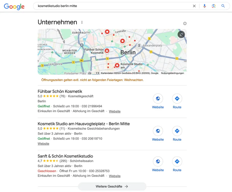 Beispiel Google Local Pack