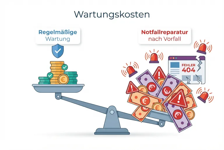 Kostenvergleich: Regelmäßige Website-Wartung vs. Notfallreparatur nach Sicherheitsvorfall